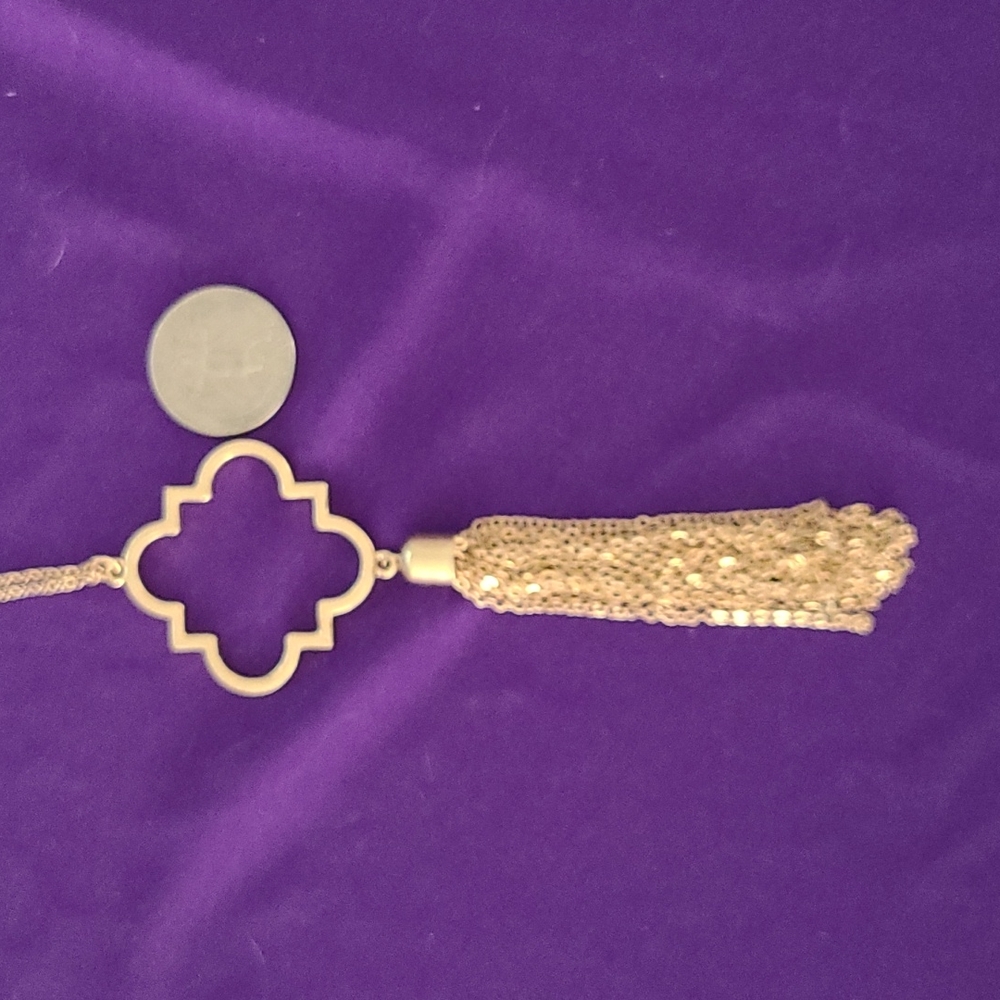 Long Necklace Clover Pendant Earring Set Gold   Jewelry Accessories Brand New - Picture 4 of 4